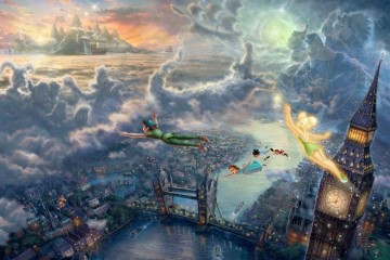  kinkade - Tinker Bell and Peter Pan Fly to Neverland Thomas Kinkade